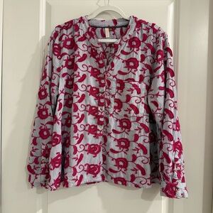 Pilcro-Anthropologie Whitney Trapeze Button Down Embroidered Shirt